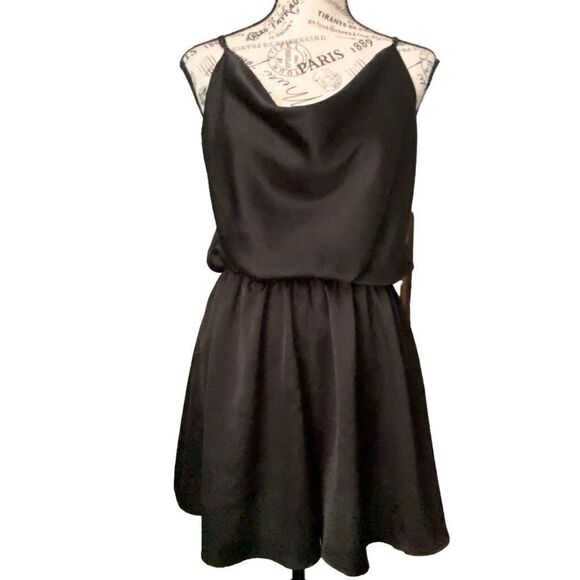 Vici Treat Satin Cowl Neck Romper in Black Size Extra Large - Picture 4 of 11